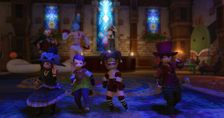 Jace, Pamela, Pututu, and Adaru dancing in a row!